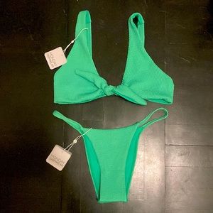 Monday Swimwear Aloe Crinkle Bikini Portugal Top and Barbados Bottoms